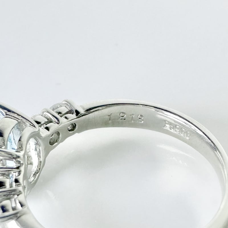 PT 900 天然アクアマリン 1.123ct / 天然ダイヤモンド 0.30ct リング |