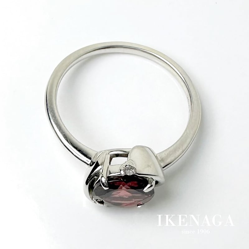 PT 950 天然ガーネット 1.30ct 天然ダイヤモンド 0.02ct リング | IKE