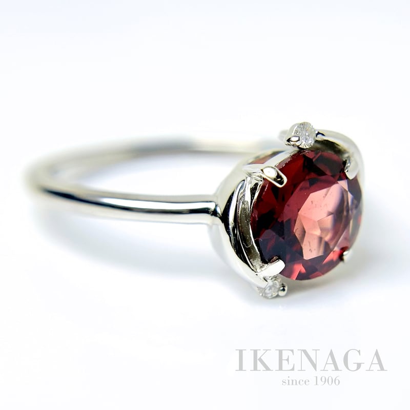 PT 950 天然ガーネット 1.30ct 天然ダイヤモンド 0.02ct リング | IKE