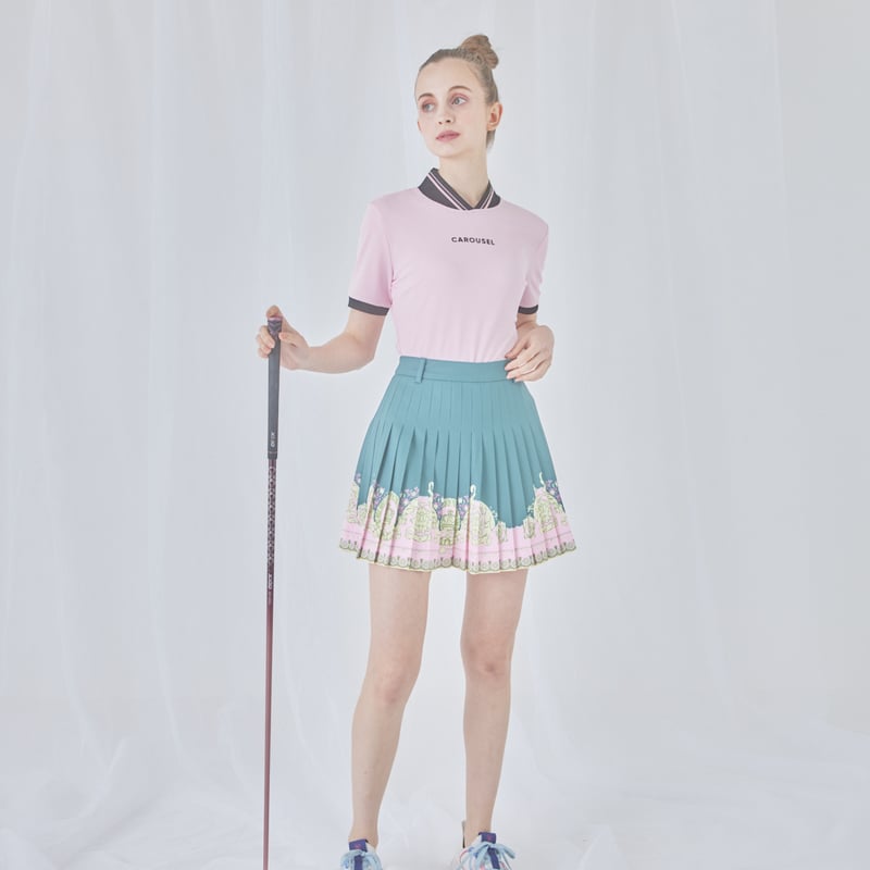 【CAROUSEL カルーセル】台形スカート ゴルフ 撥水 光沢 キルティング Creta Skirt（green） | カルーセルゴルフ（CAROUSEL GOLF）