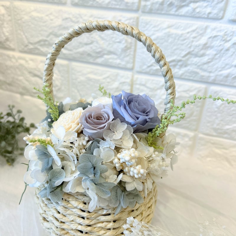 花かごアレンジ‪ꕤ*。Blue | ‪‬Luana_mako‬