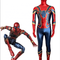 ダークブルー版♪ Iron-SpiderMan コーティング+PU 切り替え仕様 艶ある アイアンスパイダーマン 全身タイツ 立体裁断 Spider-Man スパイダーマン コスプレ衣装