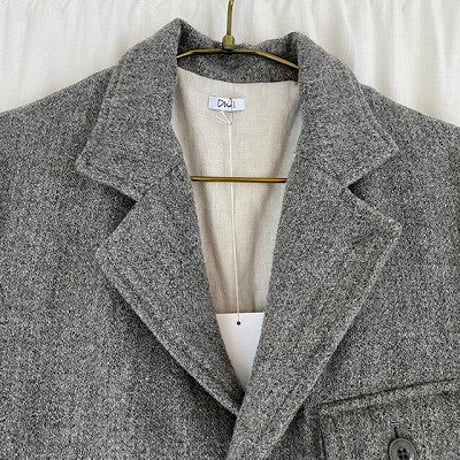 Dhal  Wool Washed Tweed Melton Moter Cycle Jacket