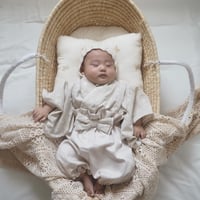 マーガレット刺繍生地ベビー袴（モカ） 70-80サイズ | pipippu
