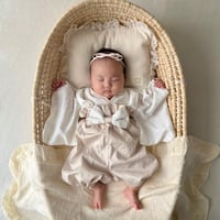マーガレット刺繍生地ベビー袴（モカ） 70-80サイズ | pipippu