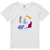 【これだれだよ】５にゃんシルエットレディースTシャツ