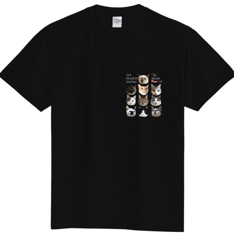 10にゃんの真顔TシャツB（胸元ミニポイント）