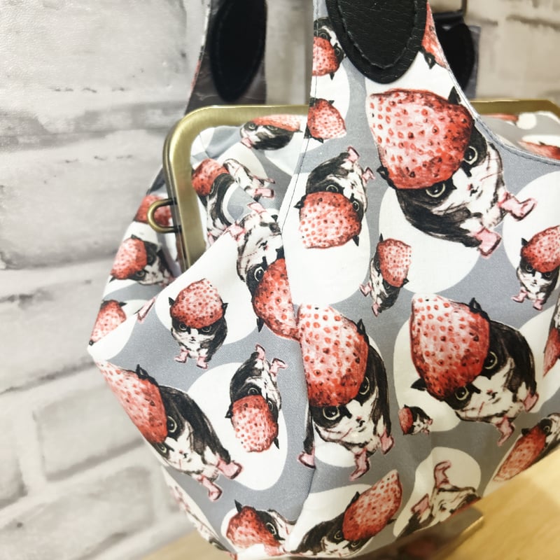 再販）【オーダーメイドで承ります】あおりがま口バッグ（XL）俵型