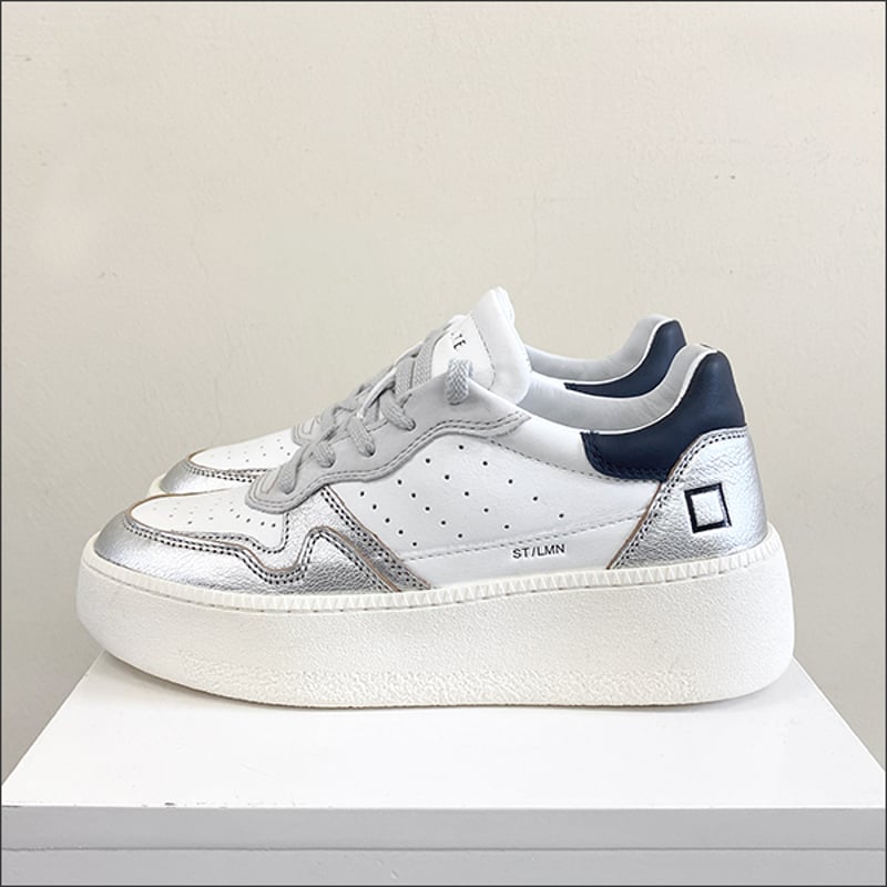 D.A.T.E.(デイト) STEP LAMINATED レザースニーカー WHITE-SIL