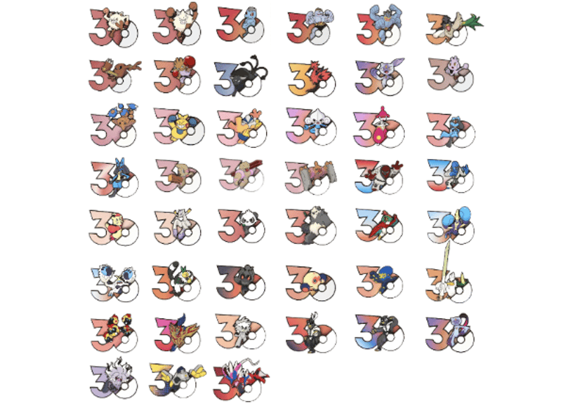 お一人様各種3個まで】【お取寄せ】ポケモン30周年 ステッカー かく