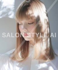 【1オーナー限定】　ワンレン前髪あり透明感ベージュグレージュAIサロンスタイル画像　HAZ32