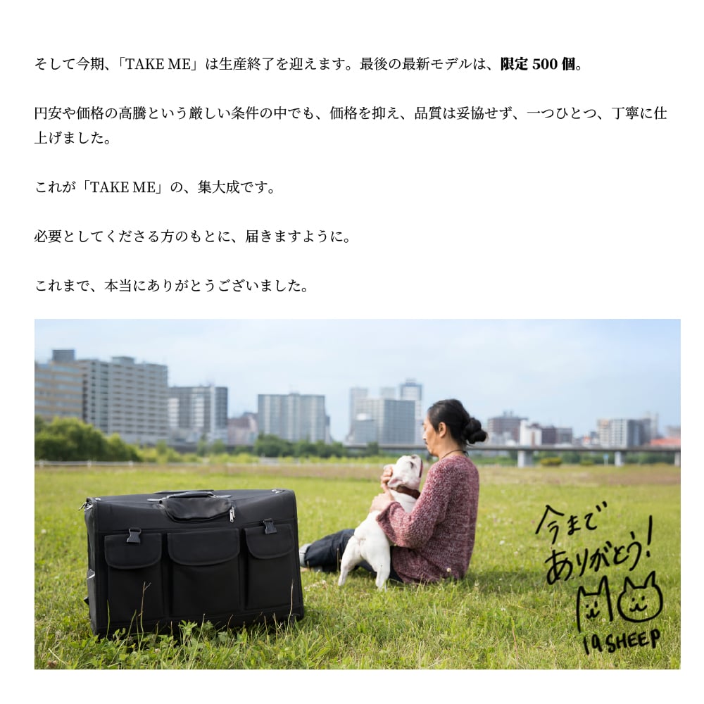 最安値】TAKE ME 2024モデルXLサイズ ペット用キャリーバッグ
