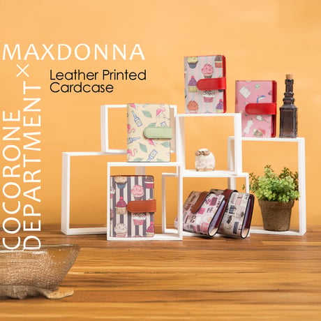 【閉店セール・定価4950円→2650円】COCORONE DEPARTMENT コラボ カードケース レザープリント 牛本革
