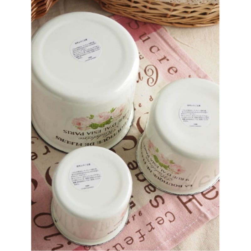 ホーロー雑貨 ホーロー オールドローズ キャニスター 3点セット琺瑯