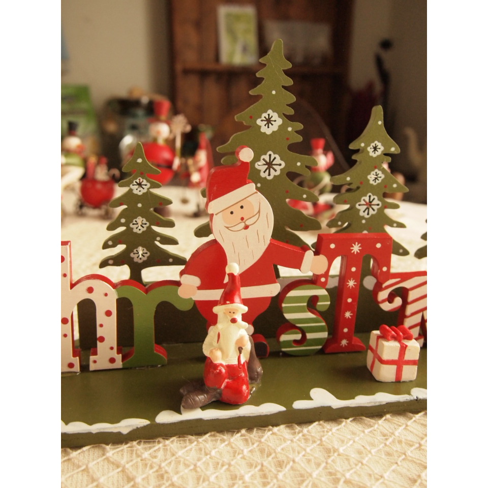 セール 60%OFF! ウッド 卓上 クリスマス オーナメント ディスプレイ