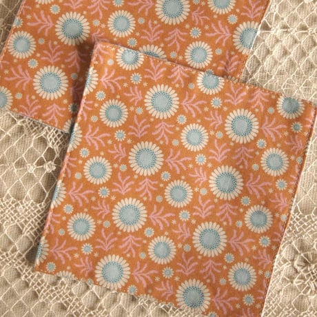 キッチン雑貨 サークルオレンジ コースター ハンドメイド 2枚組