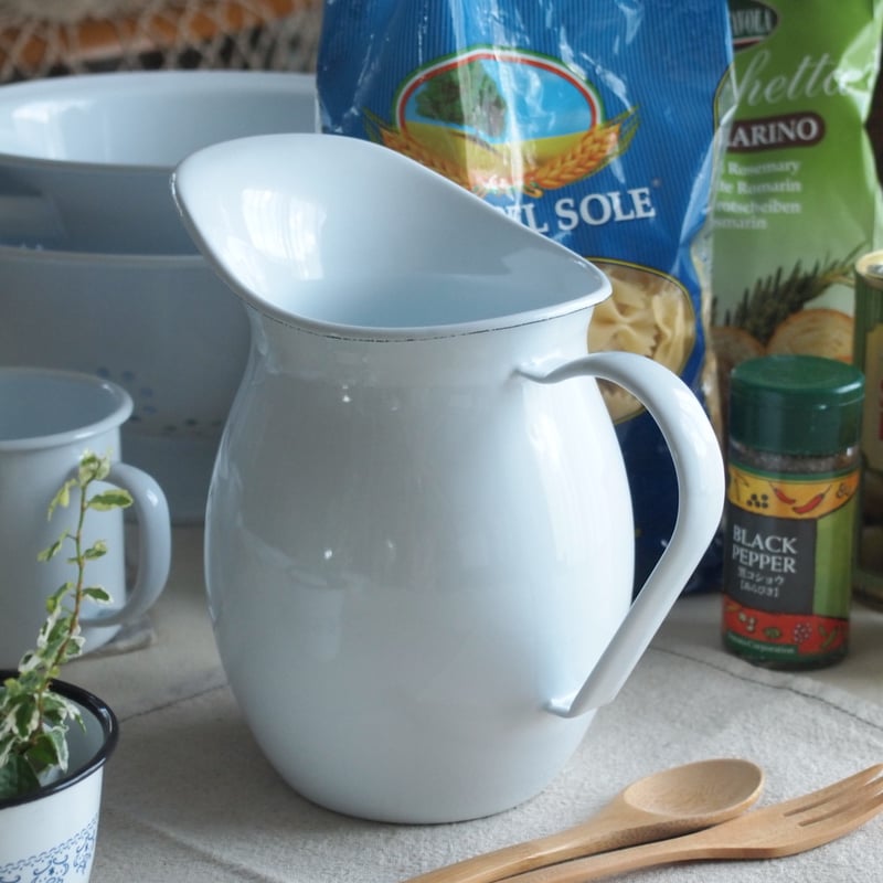 ホーローピッチャー ホワイト 水差し 北欧カントリー 琺瑯 | 雑貨屋