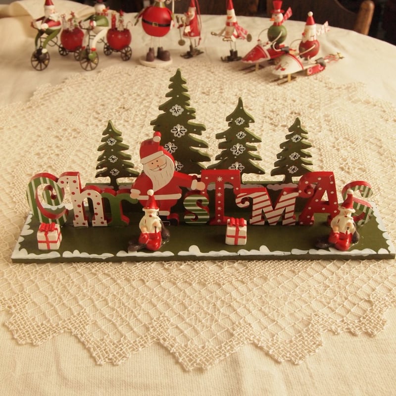 セール 60%OFF! ウッド 卓上 クリスマス オーナメント ディスプレイ