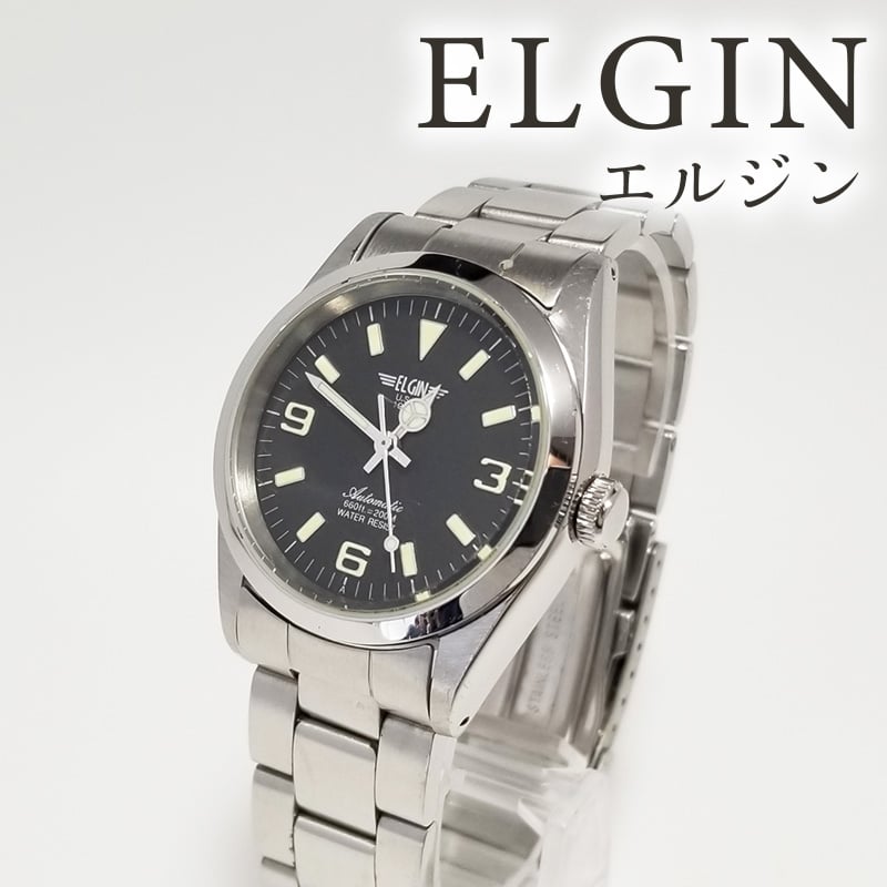 ELGIN】エルジン メンズ腕時計 自動巻 FK-521-A 黒文字盤 | ブランド