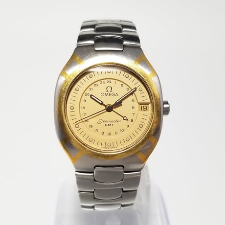 【OMEGA】オメガ 腕時計 シーマスターポラリス GMT クォーツ 71536 ゴールドカラー【電池交換済】