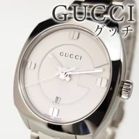 【GUCCI】美品 グッチ レディース腕時計 クォーツ デイト 142.5 付属品あり ホワイト文字盤