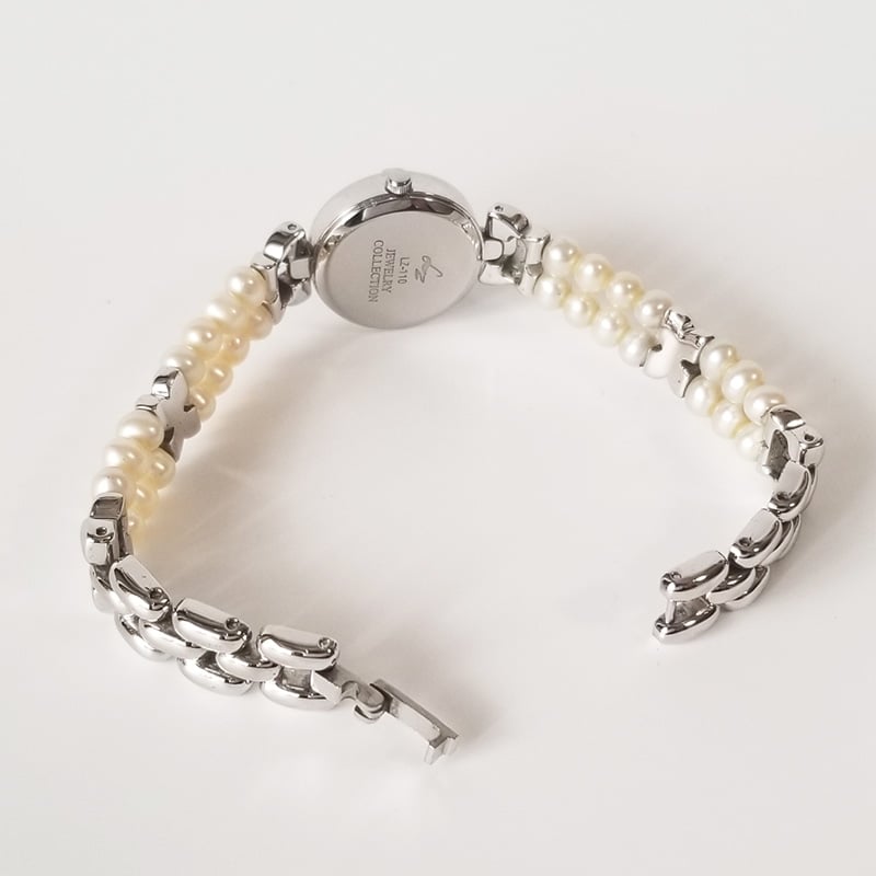 LZ リズ 2連パール ルビー腕時計 鑑別書付きLZ リズ腕時計2連パール真珠ルビー文字盤シェル高級