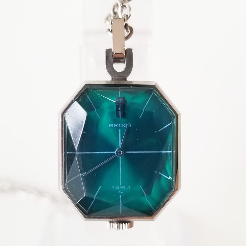 SEIKO】セイコー ペンダント時計 グリーン系 手巻き 稼働品 11-3710