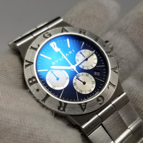 【BVLGARI】ブルガリ 腕時計 ディアゴノ スポーツ クロノグラフ ブラック文字盤 クォーツ CH35S 訳あり品【電池交換済】