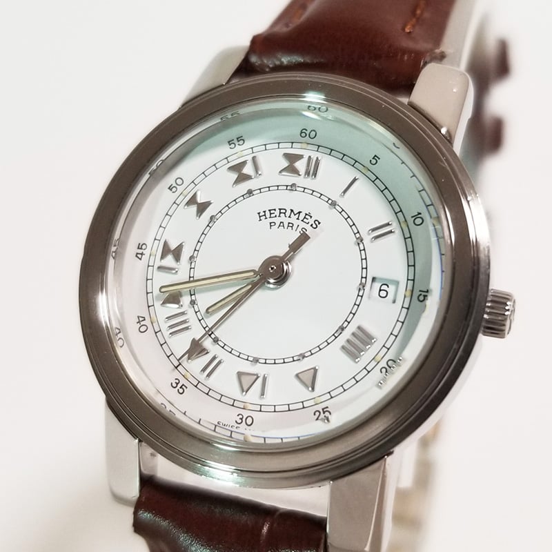 エルメス キャリック CA1.210 ホワイト デイト レディース 時計 美品