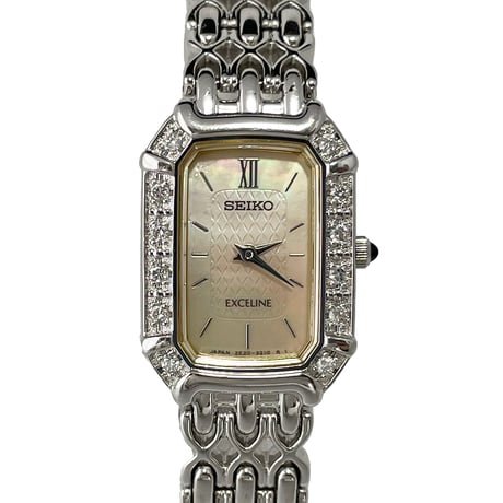 【SEIKO】セイコー 腕時計 エクセリーヌ クォーツ 稼働 ダイヤベゼル 2E20-7460【電池交換済】
