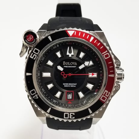 【BULOVA】ブローバ 腕時計 プレシジョニスト クォーツ ブラック文字盤 C860983 稼働【電池交換済】