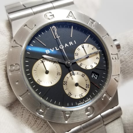 【BVLGARI】ブルガリ 腕時計 ディアゴノ スポーツ クロノグラフ ブラック文字盤 クォーツ CH35S 訳あり品【電池交換済】