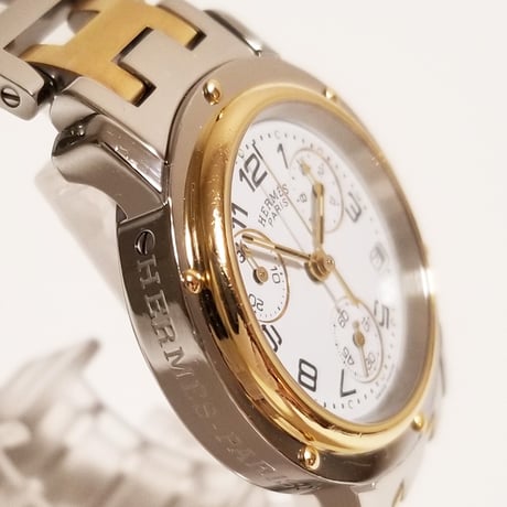 【HERMES】エルメス レディース腕時計 クリッパー クォーツ クロノグラフ訳あり CL1.320【電池交換済】