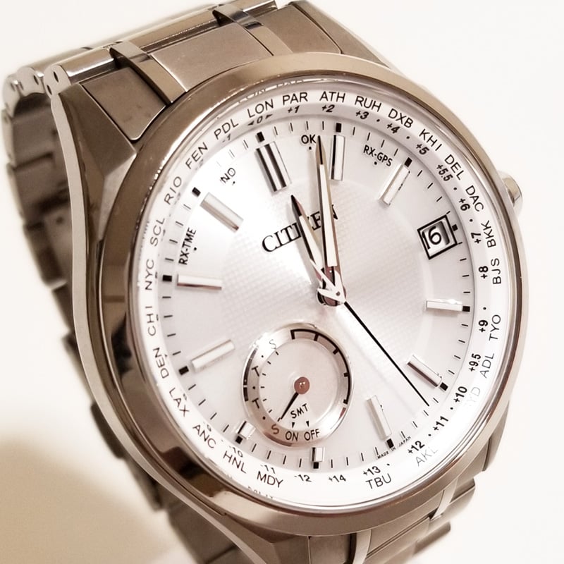 CITIZEN】シチズン アテッサ エコドライブ メンズ腕時計 電波時計 白 