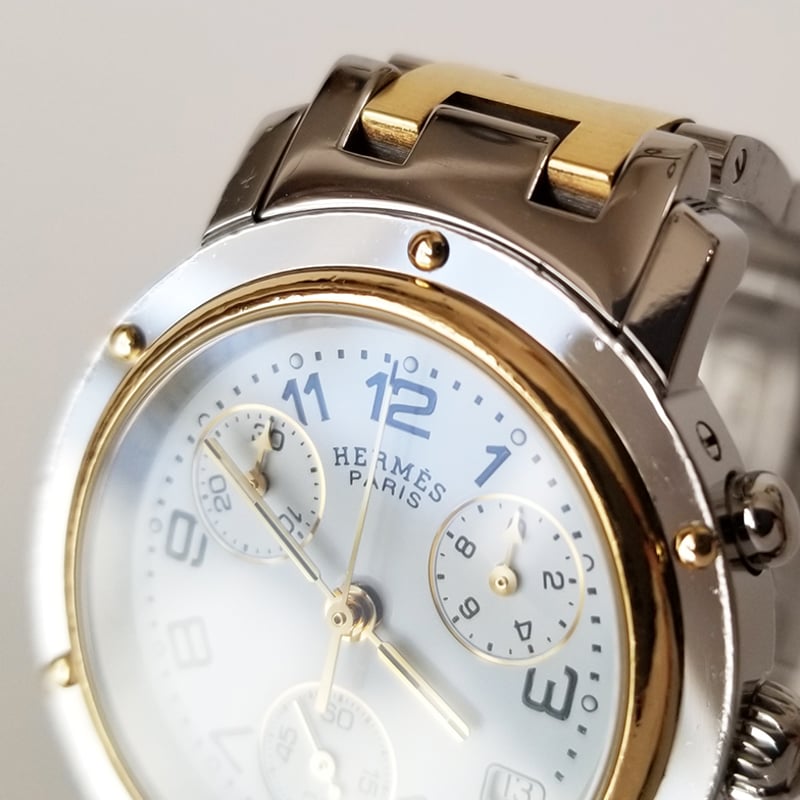 HERMES】エルメス レディース腕時計 クリッパークロノ デイト HERMES】エルメス レディース腕時計 クリッパークロノ デイト
