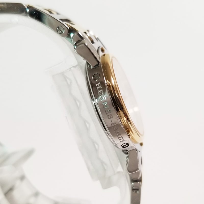 美品！　HERMES エルメスクリッパー　電池新品　レディース腕時計 美品 HERMES エルメス クリッパー SS×GP レディース 電池交換済