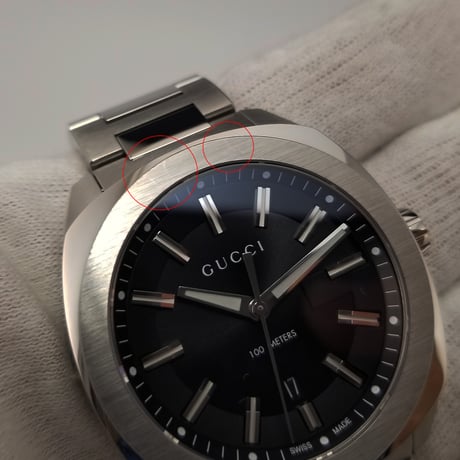 【GUCCI】美品 グッチ メンズ腕時計 クォーツ デイト YA142301 142.3 付属品あり ブラック文字盤