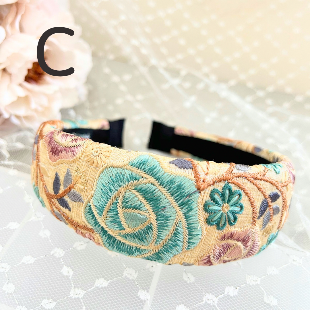 インド刺繍リボン カチューシャ 4cm幅 | akaaka lipine