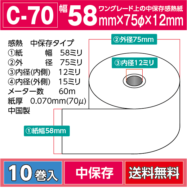 58mm感熱ロール紙（サーマルロール）【10巻】 | 感熱ロール紙屋