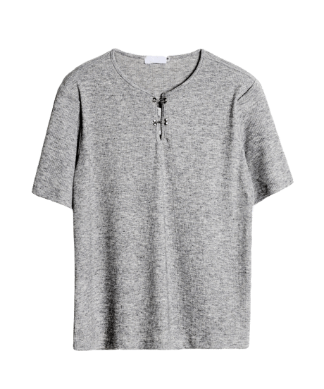 メタルフックディテールリブTシャツ / 3color