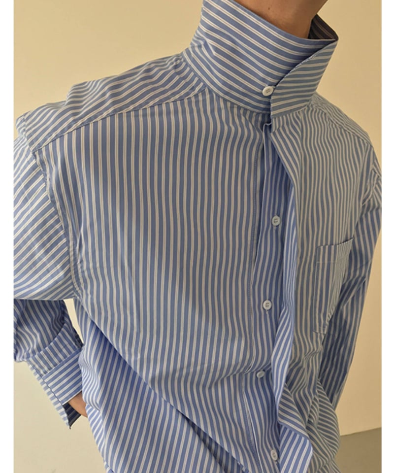 ストライプ バンドカラーシャツ | ness.