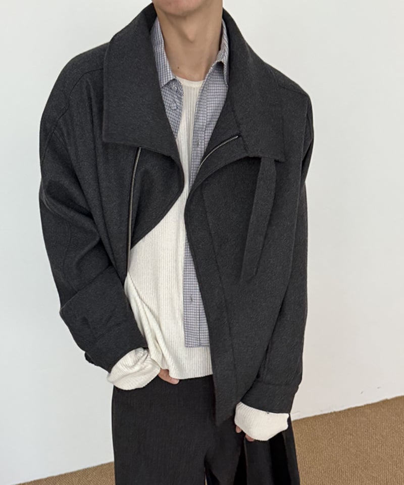 スタンドネック ウールブレンドショートブルゾン / 2color | ness.