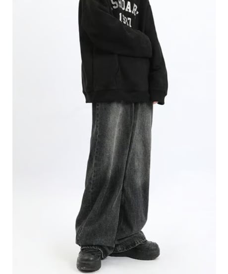 ヴィンテージウォッシュ ワイドデニムパンツ