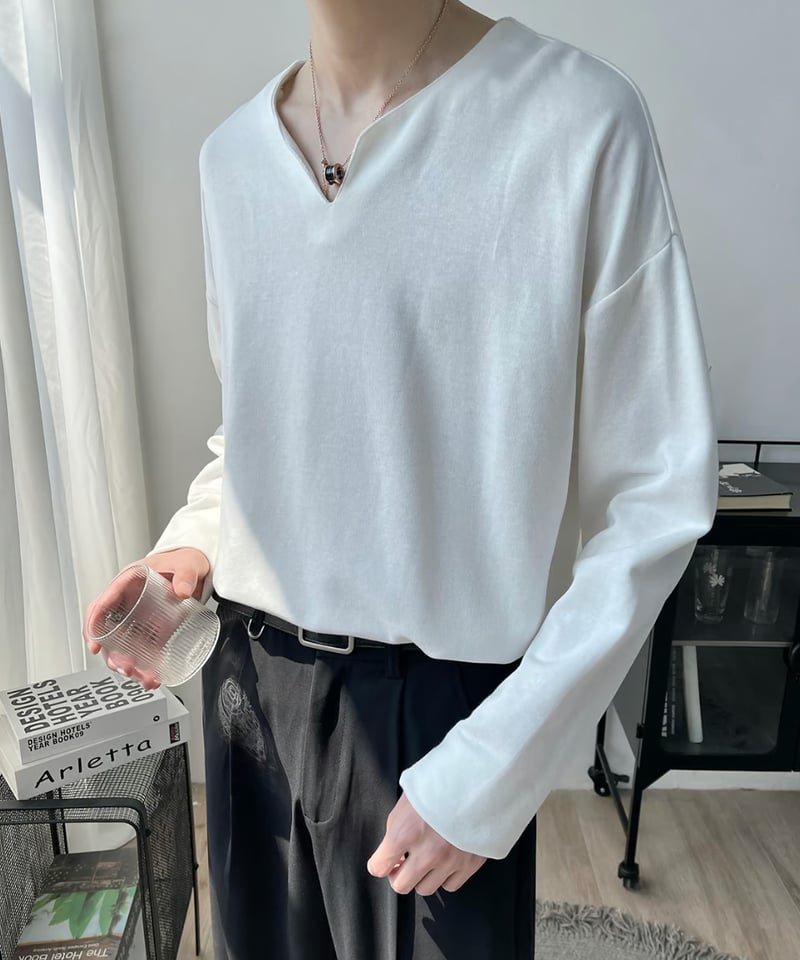 Vネック スキッパーロングTシャツ | ness.