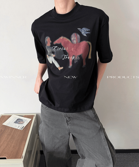 レトロアートグラフィック ルーズ半袖Tシャツ / 3color