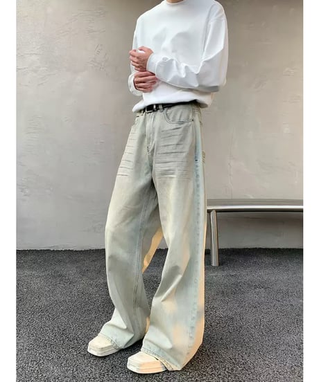 ヴィンテージウォッシュ ワイドデニムパンツ