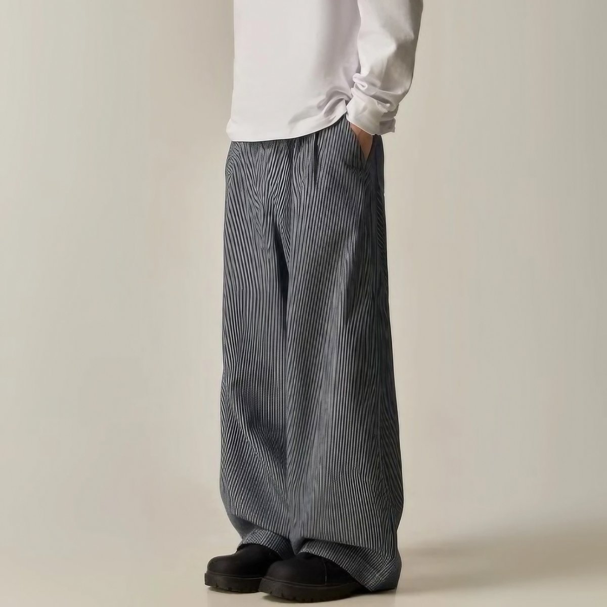 ヒッコリーストライプ ワイドトラウザー / 2color | ness.