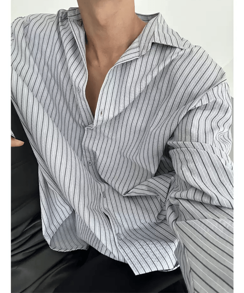 ストライプデザイン オーバーサイズシャツ / 2colors | ness.