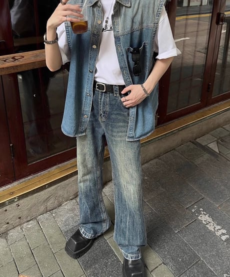 ヴィンテージ加工 フレア デニムパンツ