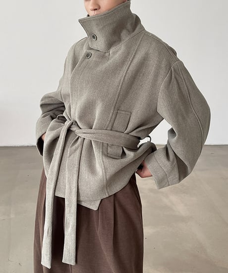 スタンドカラーベルトジャケット / 2color